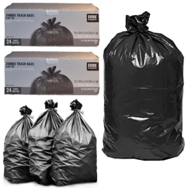 48 Large Trash Bags 45 Gallon Drawstring Jumbo Extra Strong Kitchen Yard Outdoor
