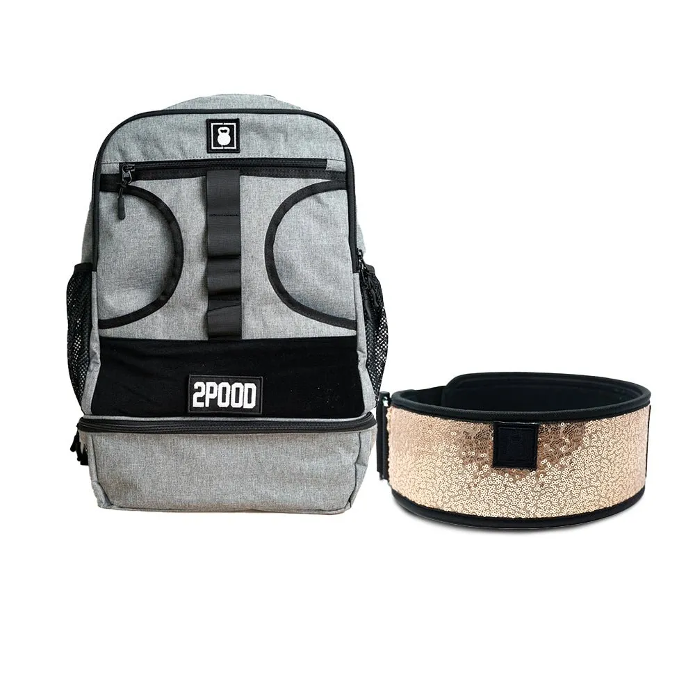 4" Classy Bling Rose Gold Belt & Backpack 3.0 Bundle