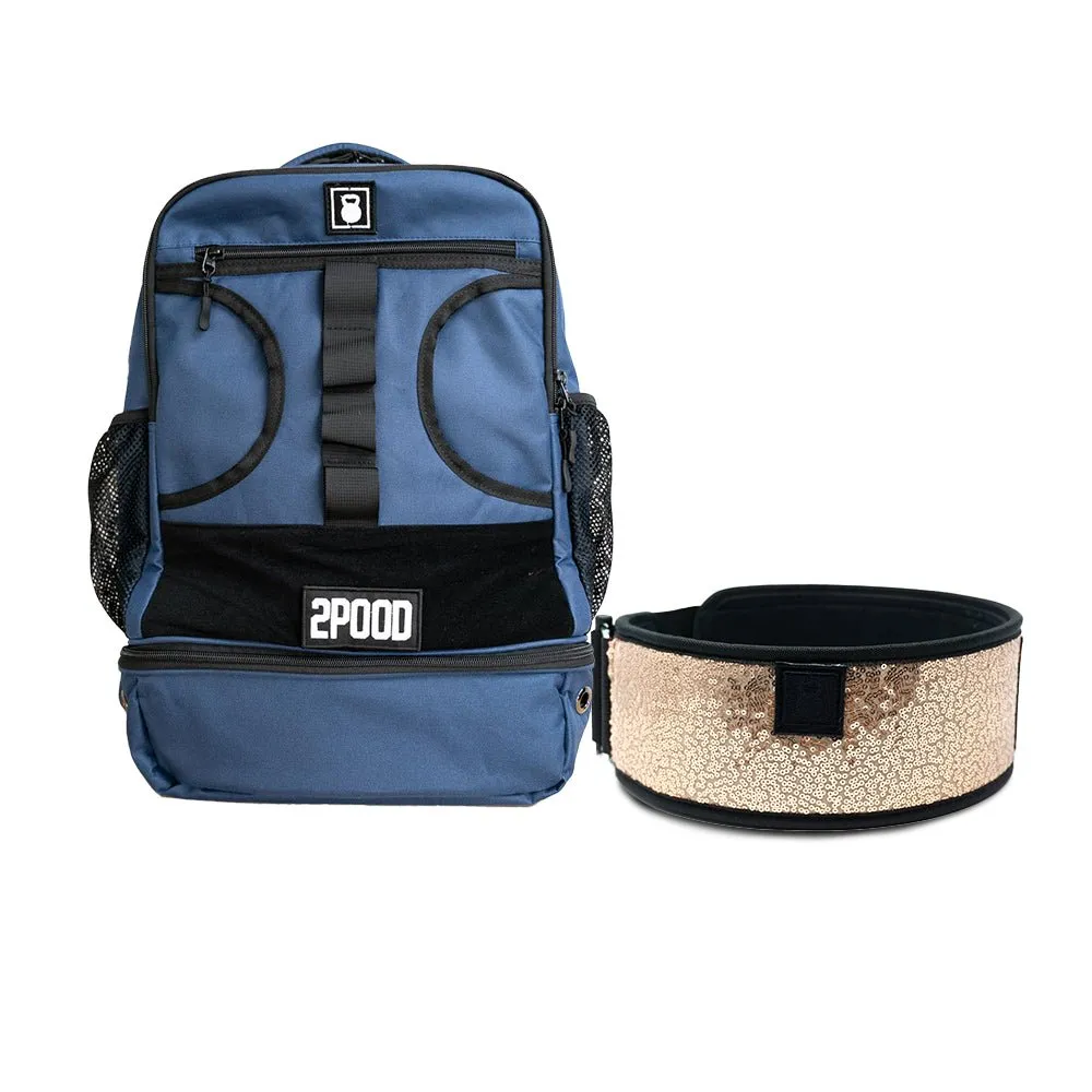 4" Classy Bling Rose Gold Belt & Backpack 3.0 Bundle