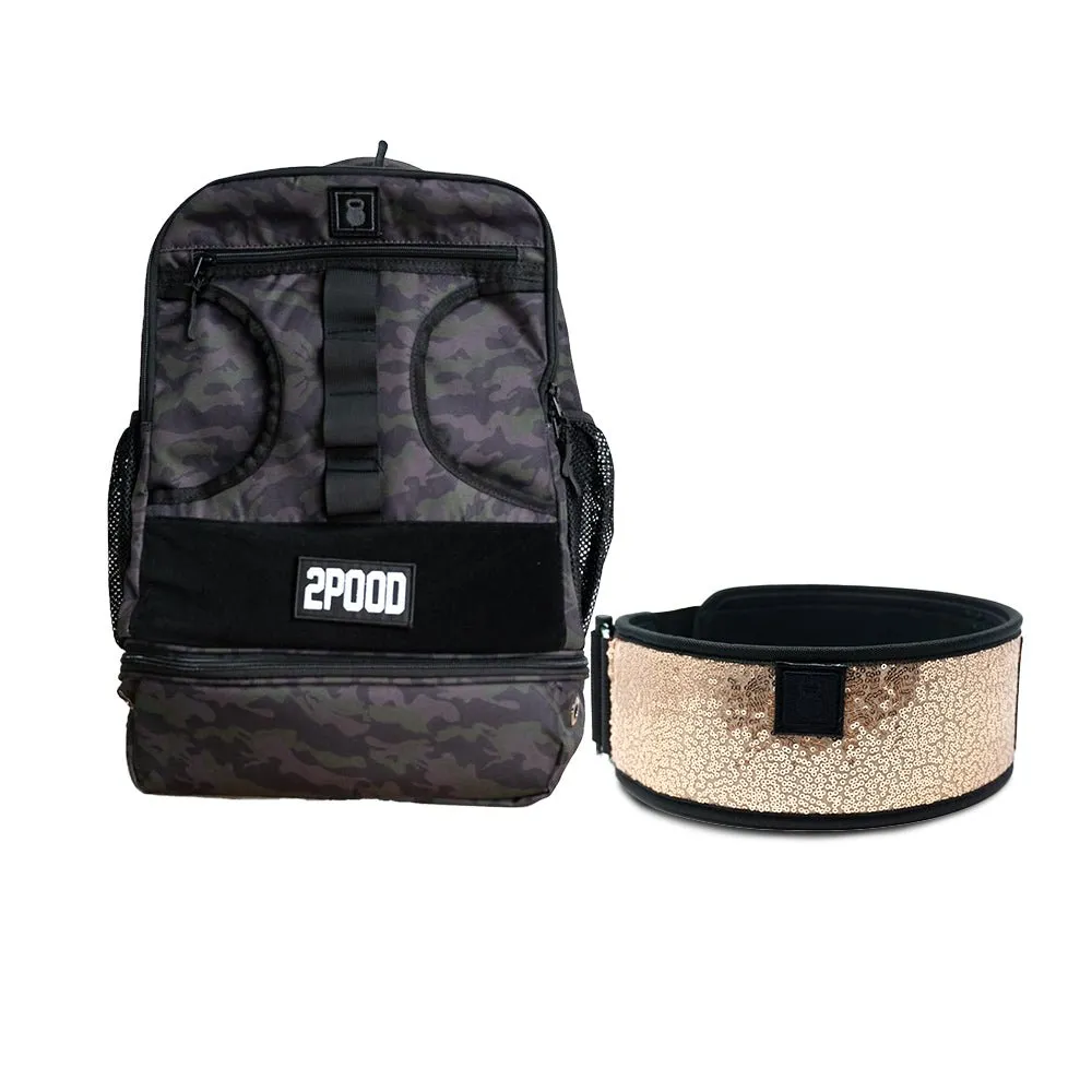 4" Classy Bling Rose Gold Belt & Backpack 3.0 Bundle