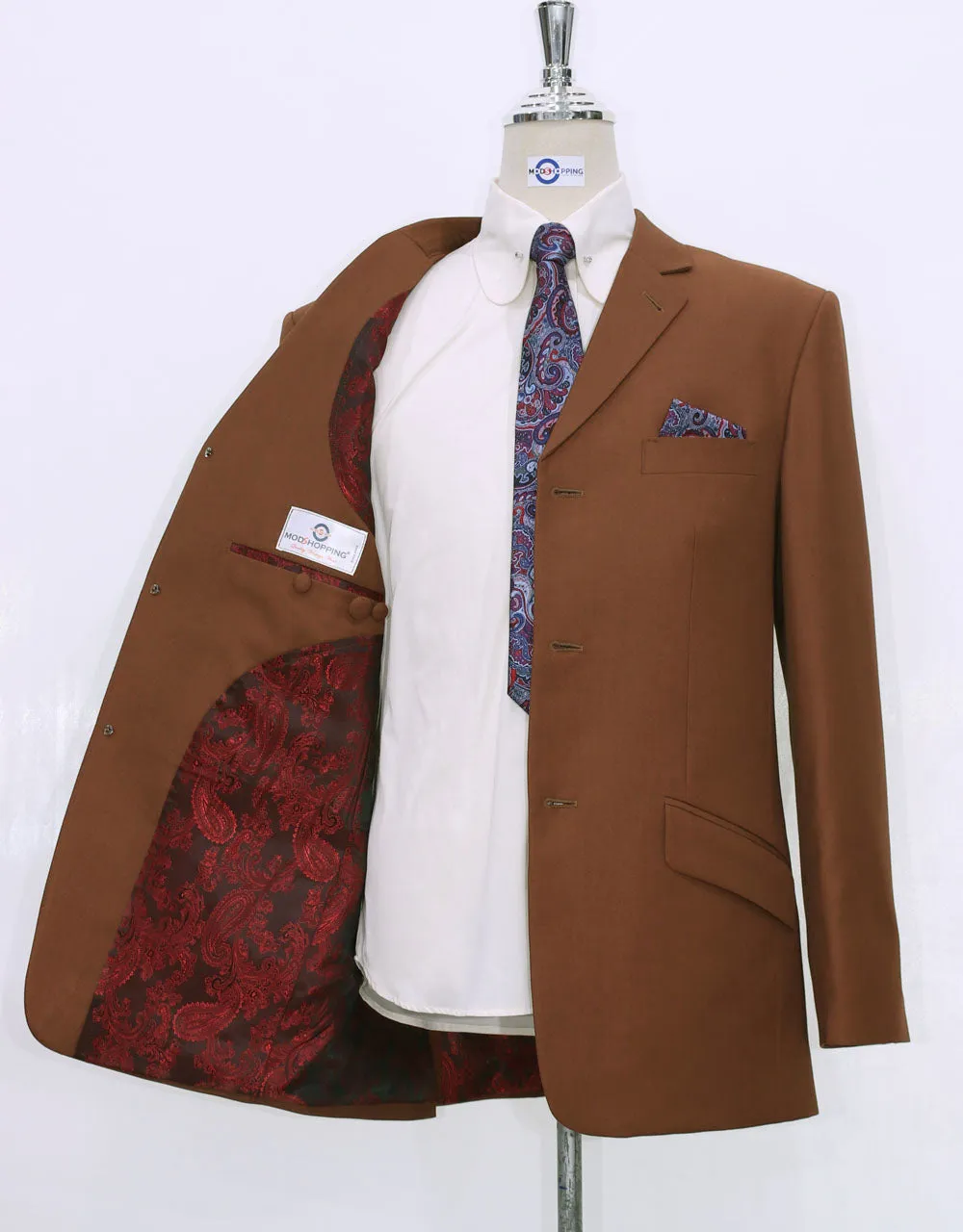 60s Mod Fashion Burnt Orange Suit