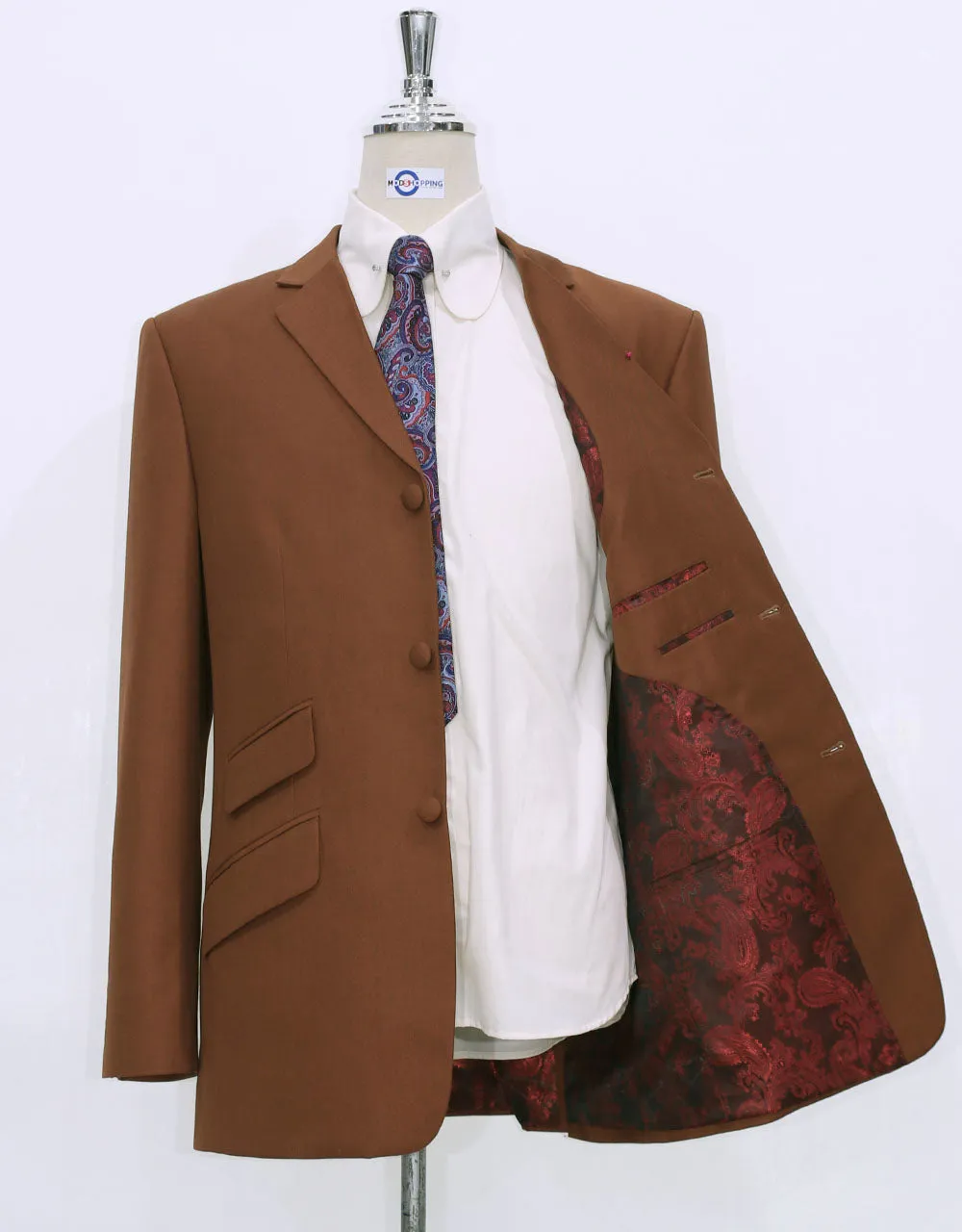 60s Mod Fashion Burnt Orange Suit
