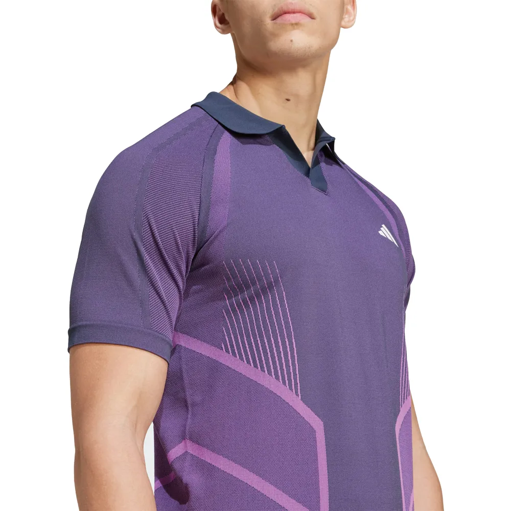 Adidas Pro Seamless AeroReady Freelift Tennis Polo Shirt (Mens) - Aurora Ink/Preloved Purple