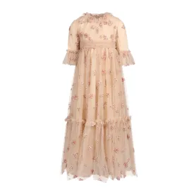 ALAPAGE SERENELLA EMBROIDERED FLOWERS TULLE OVERLAY DRESS