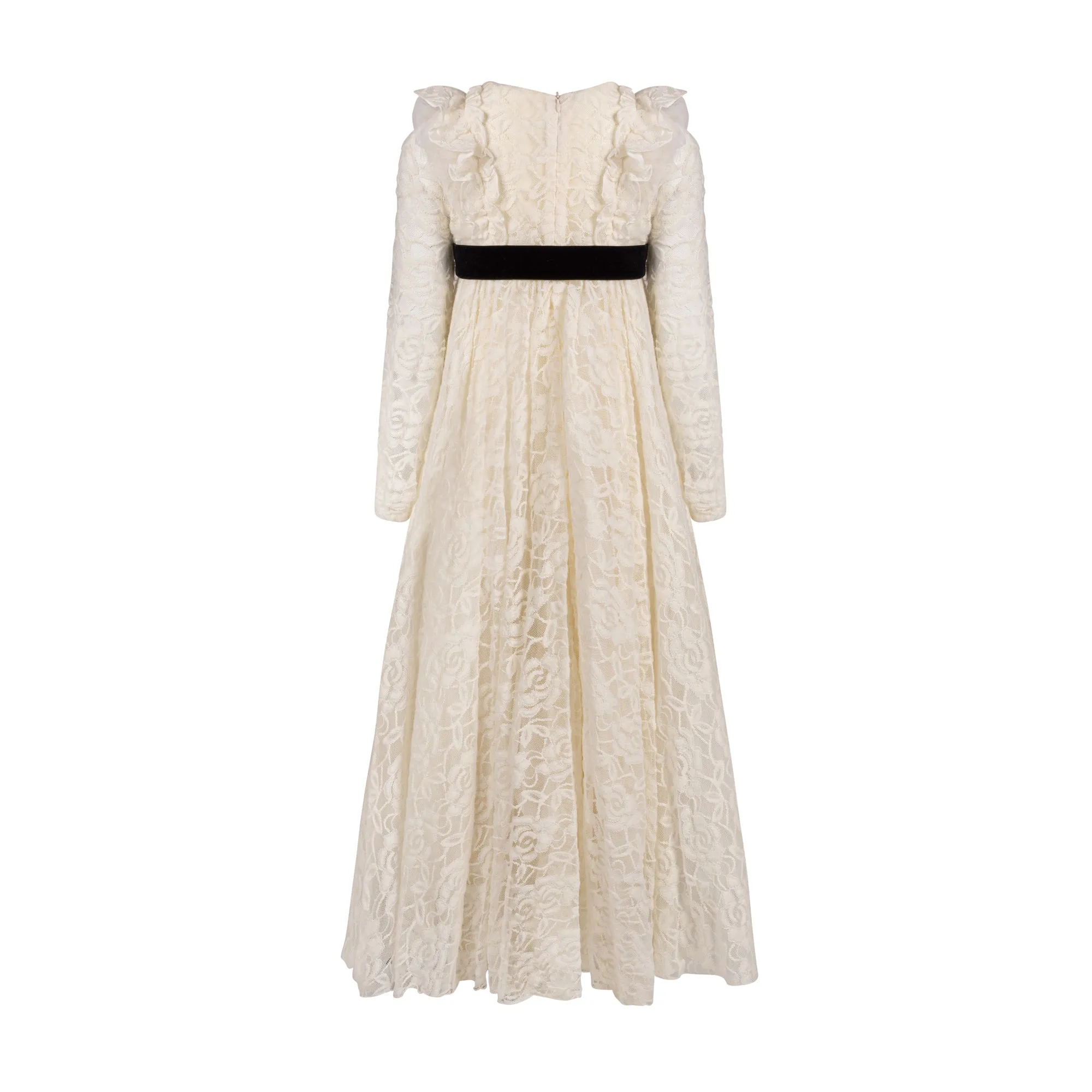 ALAPAGE UNDINA RUFFLE WITH VELVET TIME LACE MAXI DRESS