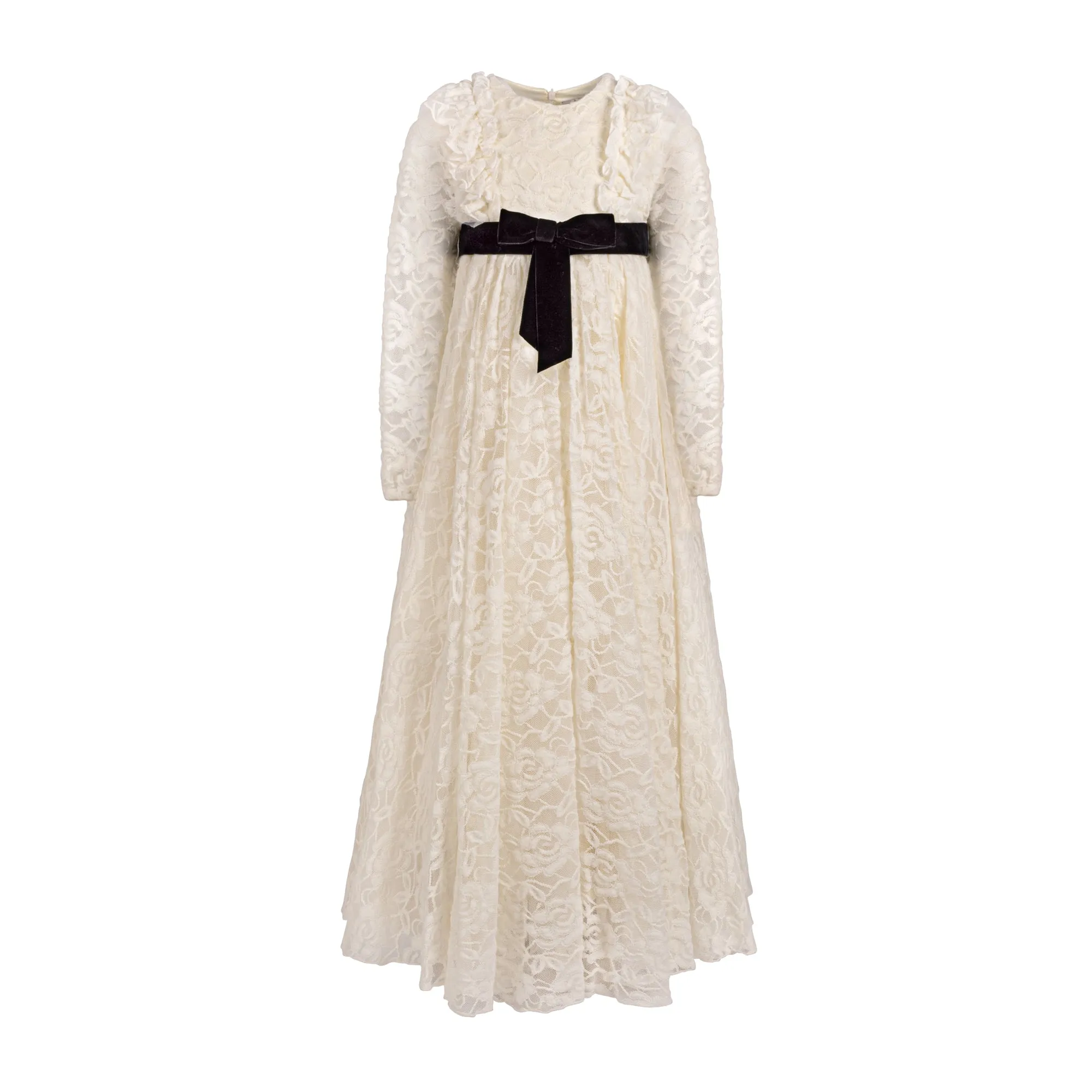 ALAPAGE UNDINA RUFFLE WITH VELVET TIME LACE MAXI DRESS