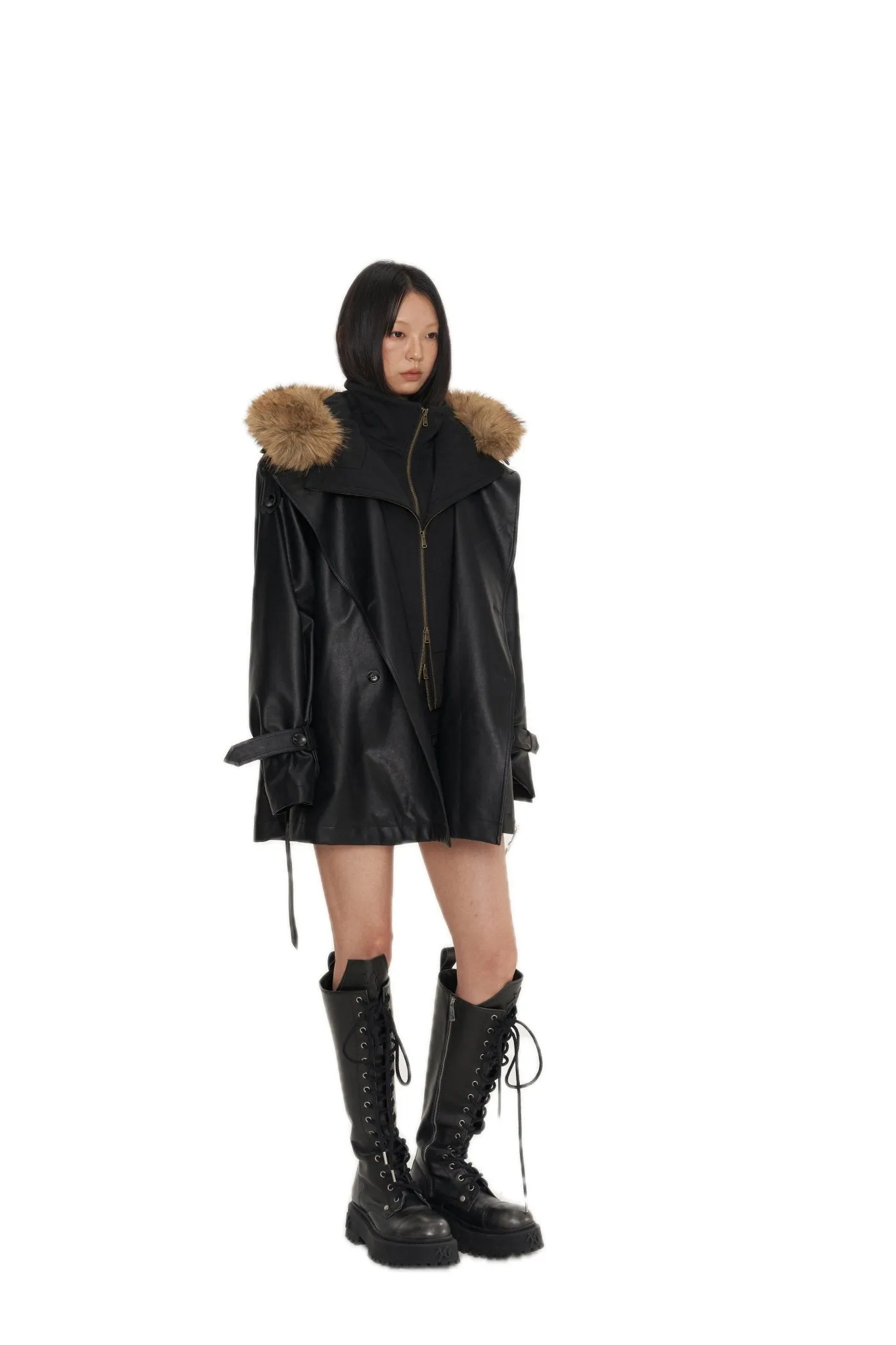Black Emissary Leather Trenchcoat