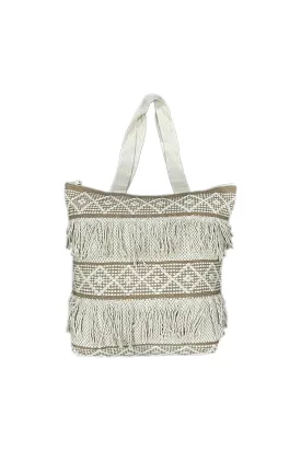 Boho Serenity Cotton Handmade Tufted Beach Tote Bag