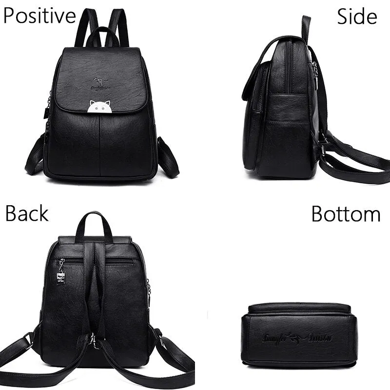 Christmas Gift 2020 New 2 Style Women Leather Backpacks Female Vintage Backpack For Girls School Bag Travel Bagpack Ladies Sac A Dos Back Pack