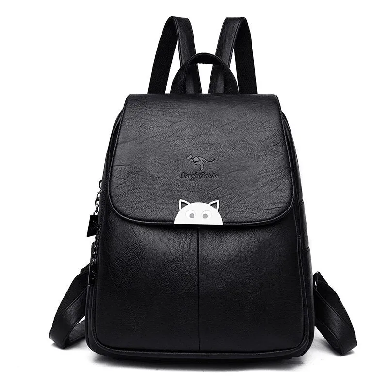 Christmas Gift 2020 New 2 Style Women Leather Backpacks Female Vintage Backpack For Girls School Bag Travel Bagpack Ladies Sac A Dos Back Pack