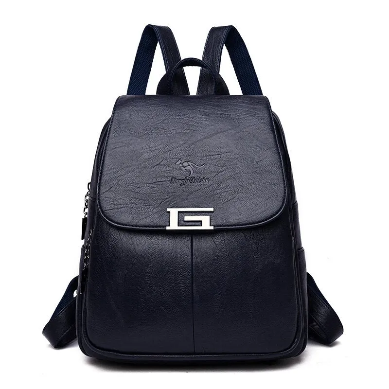 Christmas Gift 2020 New 2 Style Women Leather Backpacks Female Vintage Backpack For Girls School Bag Travel Bagpack Ladies Sac A Dos Back Pack