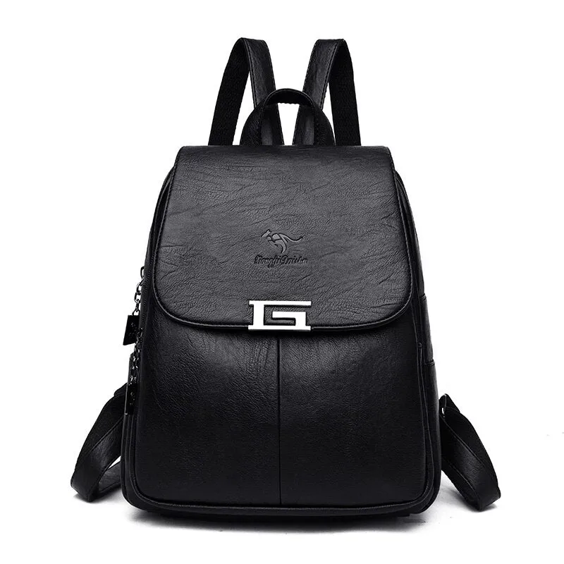 Christmas Gift 2020 New 2 Style Women Leather Backpacks Female Vintage Backpack For Girls School Bag Travel Bagpack Ladies Sac A Dos Back Pack