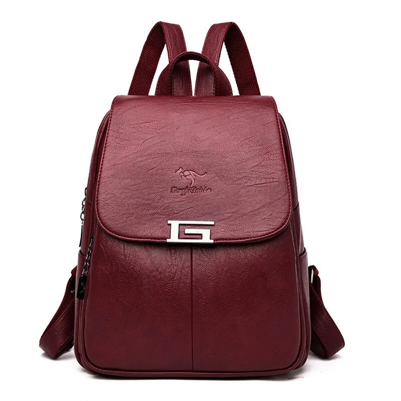 Christmas Gift 2020 New 2 Style Women Leather Backpacks Female Vintage Backpack For Girls School Bag Travel Bagpack Ladies Sac A Dos Back Pack