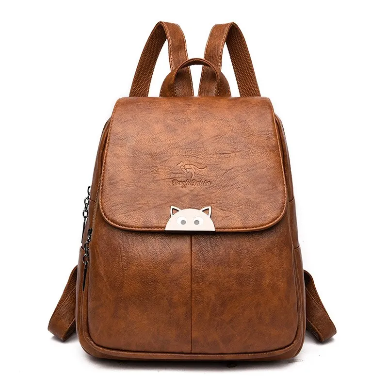 Christmas Gift 2020 New 2 Style Women Leather Backpacks Female Vintage Backpack For Girls School Bag Travel Bagpack Ladies Sac A Dos Back Pack