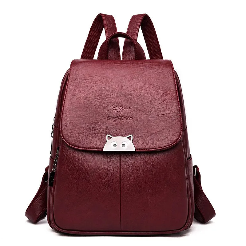 Christmas Gift 2020 New 2 Style Women Leather Backpacks Female Vintage Backpack For Girls School Bag Travel Bagpack Ladies Sac A Dos Back Pack