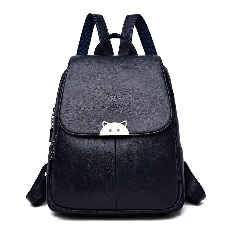 Christmas Gift 2020 New 2 Style Women Leather Backpacks Female Vintage Backpack For Girls School Bag Travel Bagpack Ladies Sac A Dos Back Pack