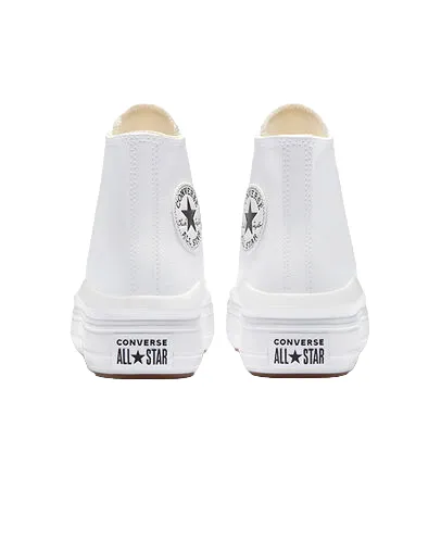 Converse scarpa sneakers alta da donna in pelle con zeppa Chuck Taylor Star Move A04295C bianco