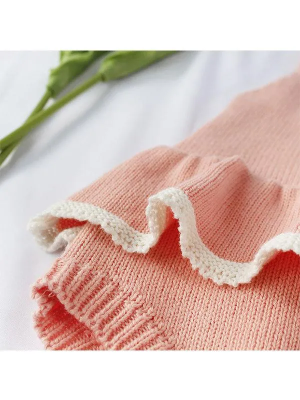 Cute Heart Pattern Knitted Wear Cotton Romper Sleeveless Bodysuit