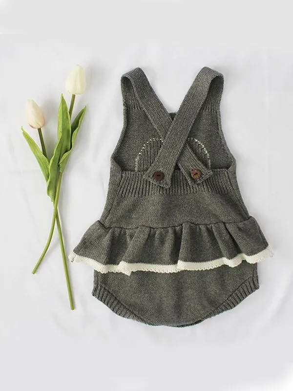 Cute Heart Pattern Knitted Wear Cotton Romper Sleeveless Bodysuit