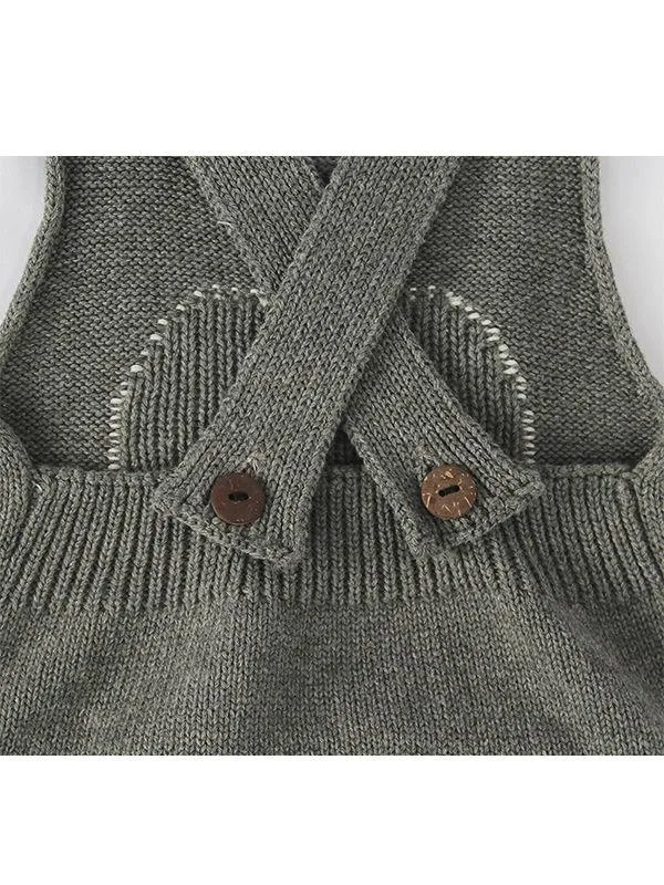 Cute Heart Pattern Knitted Wear Cotton Romper Sleeveless Bodysuit