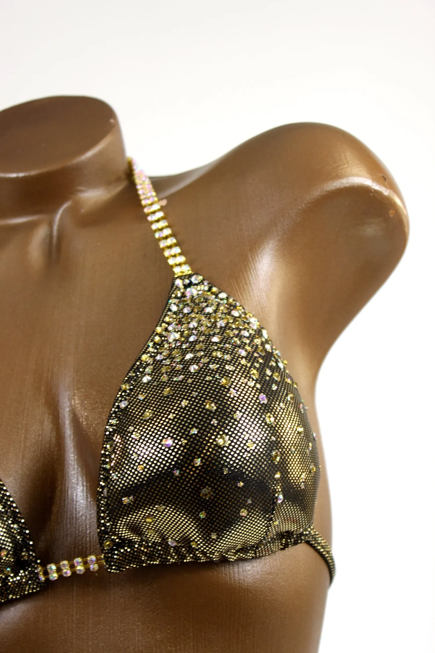 Dark Gold AB Metallic Spandex Bikini Suit