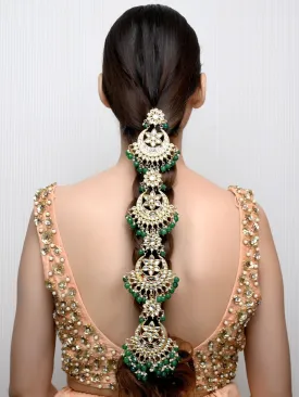 Devkanya Green Braid Accessories In Kundan