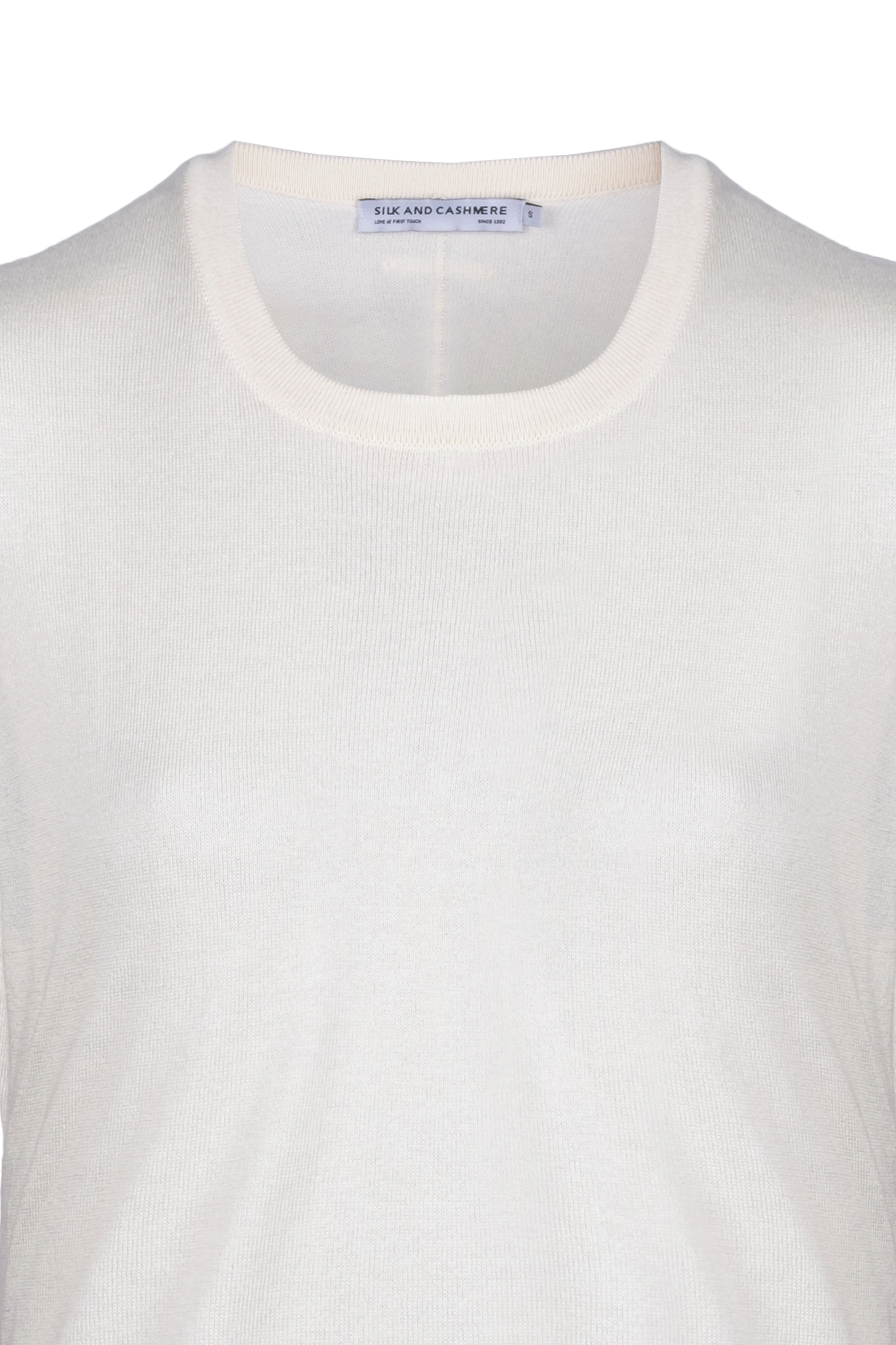 Ecru Zoe Silk Cashmere Round Neck Short Sleeve Knitwear