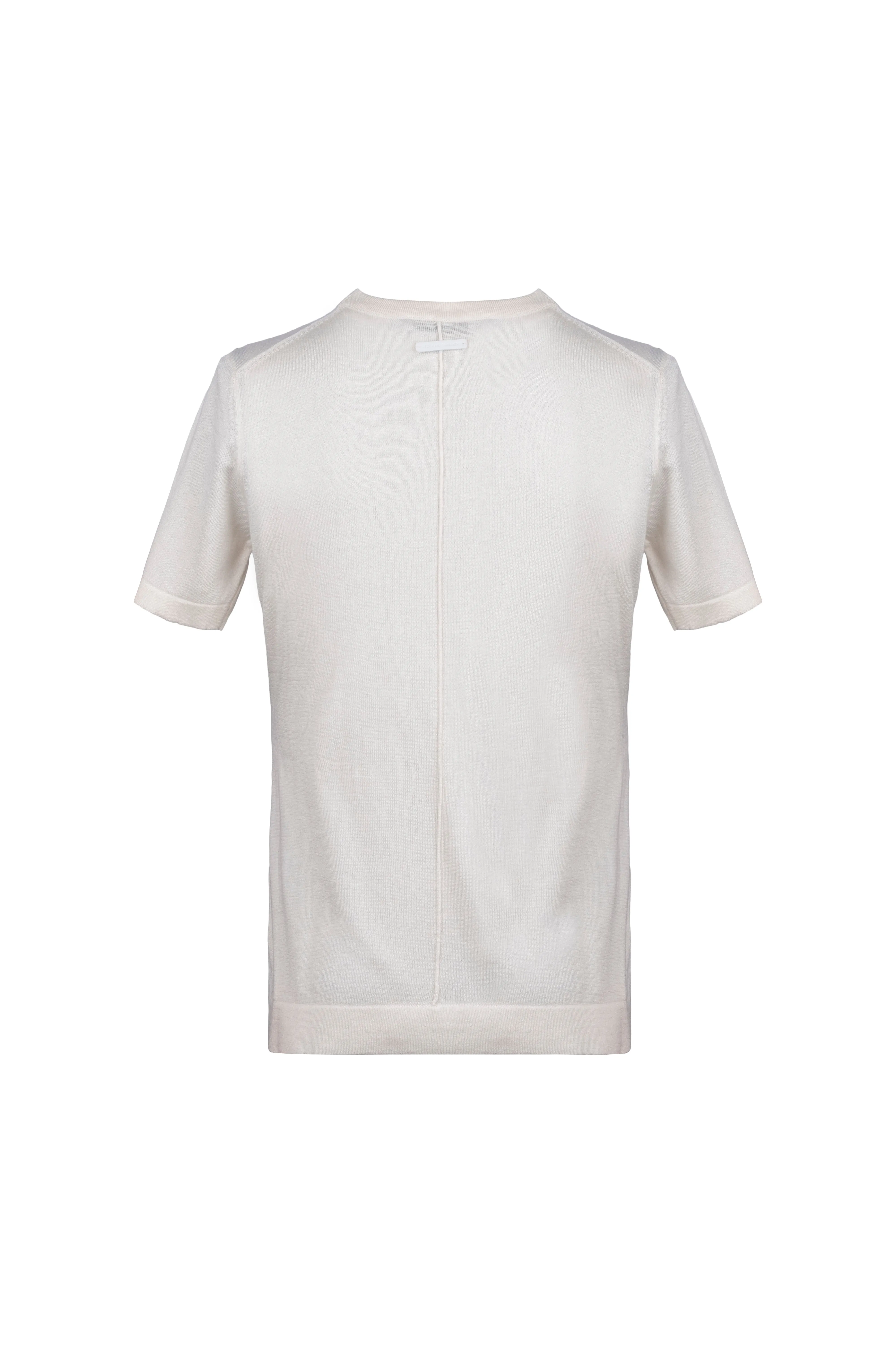 Ecru Zoe Silk Cashmere Round Neck Short Sleeve Knitwear