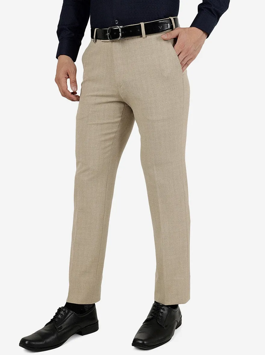 Fawn Solid Slim Fit Formal Trouser | JB Studio