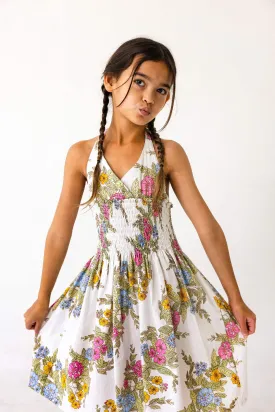 Halter Sherring Dress in Karolina Floral