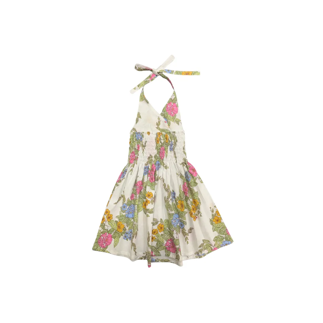 Halter Sherring Dress in Karolina Floral