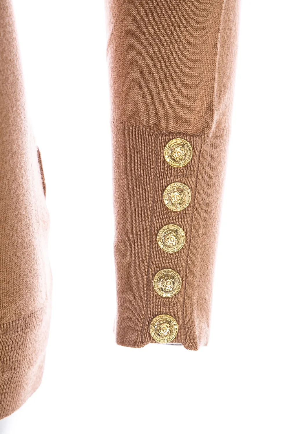 Holland Cooper Luxe Crew Neck Ladies Knitwear in Dark Camel