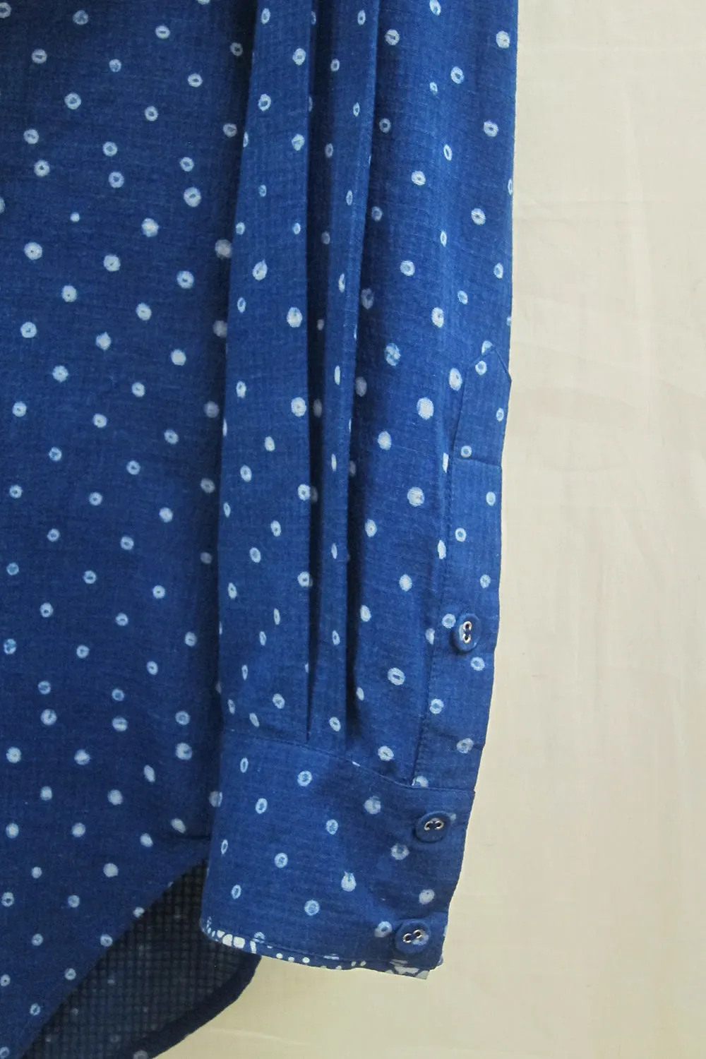 Indigo Hand-block Printed Polka Shirt