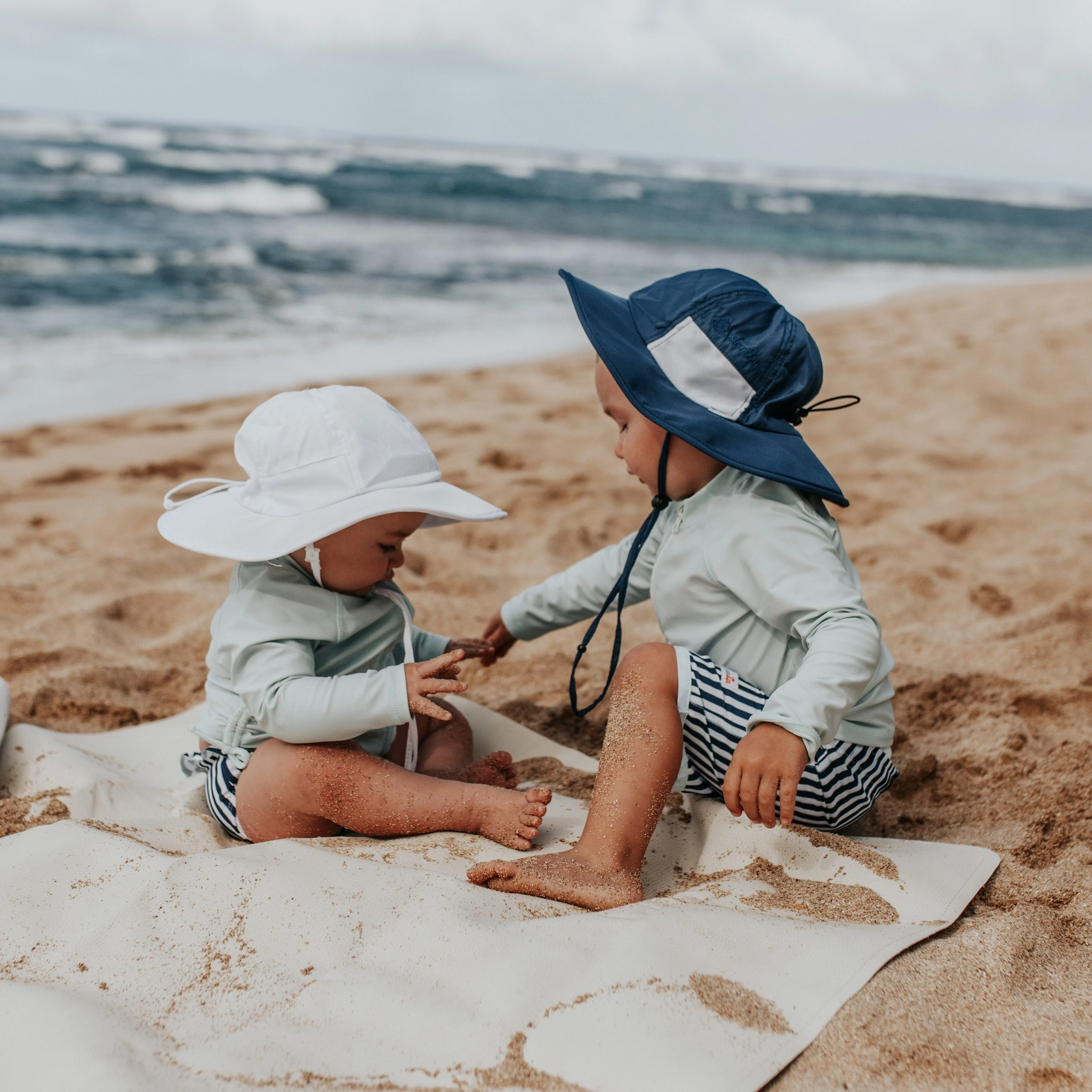 Kids Wide Brim Sun Hat "Fun Sun Day Play Hat" - White