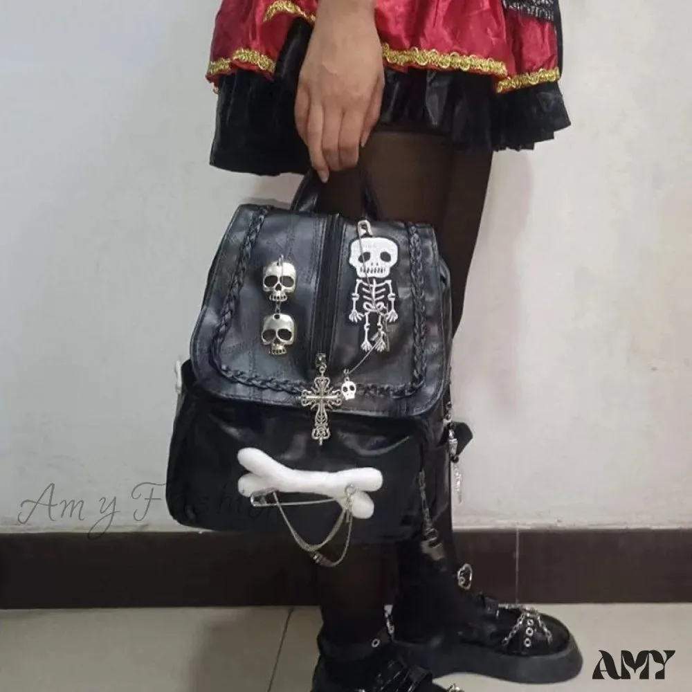 Korean Cool Skull Vintage Punk Bag Aesthetic Y2K Sweet Cross Girls