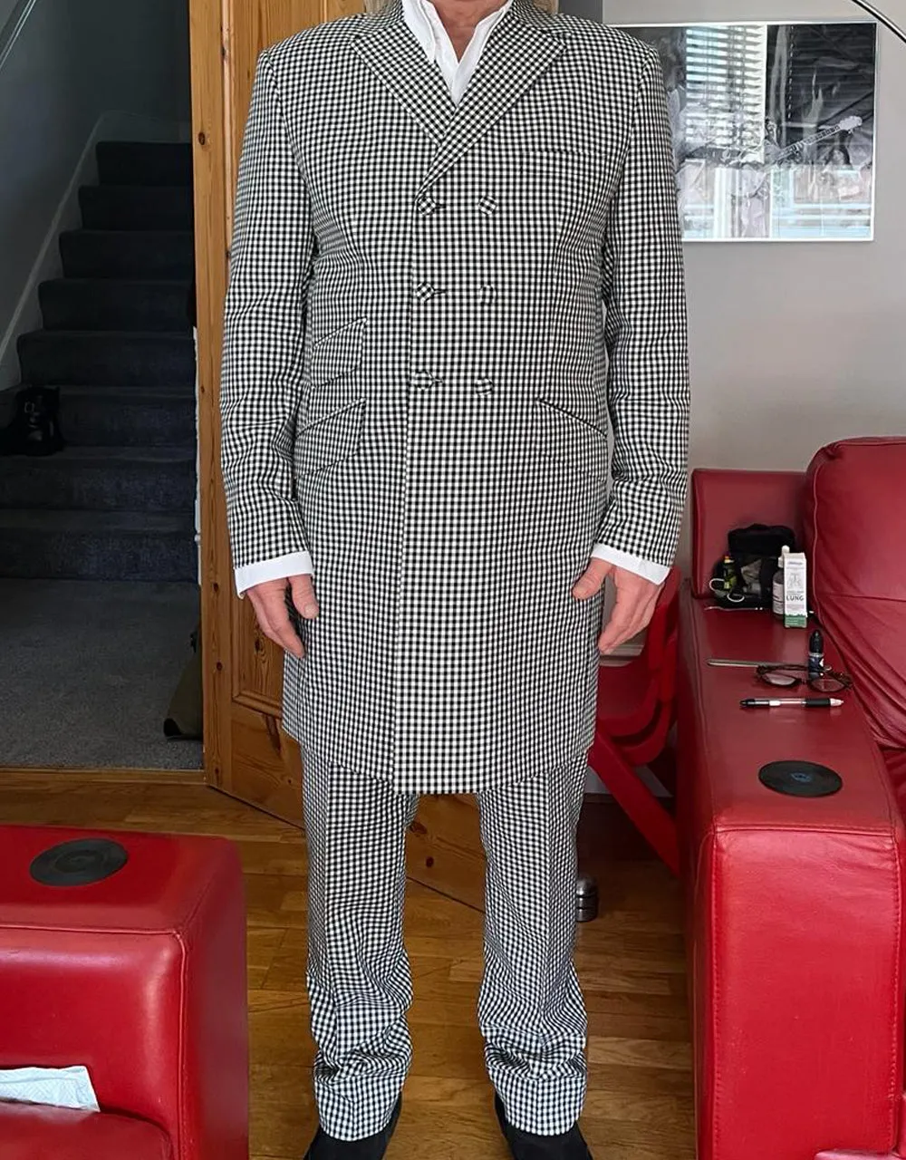 Long Suit | Black and White Gingham Check Double Breasted Suit