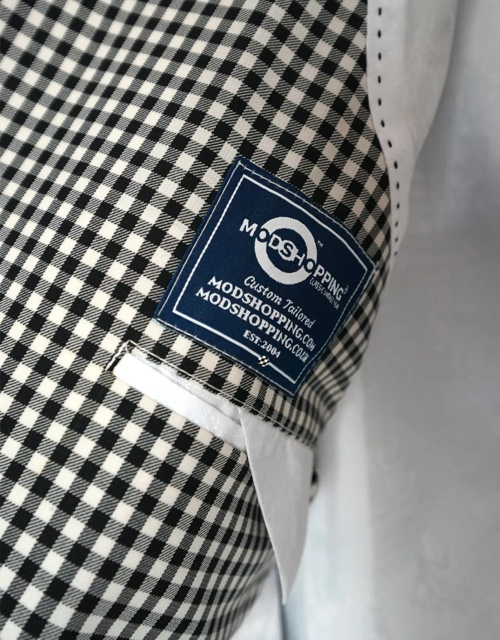 Long Suit | Black and White Gingham Check Double Breasted Suit