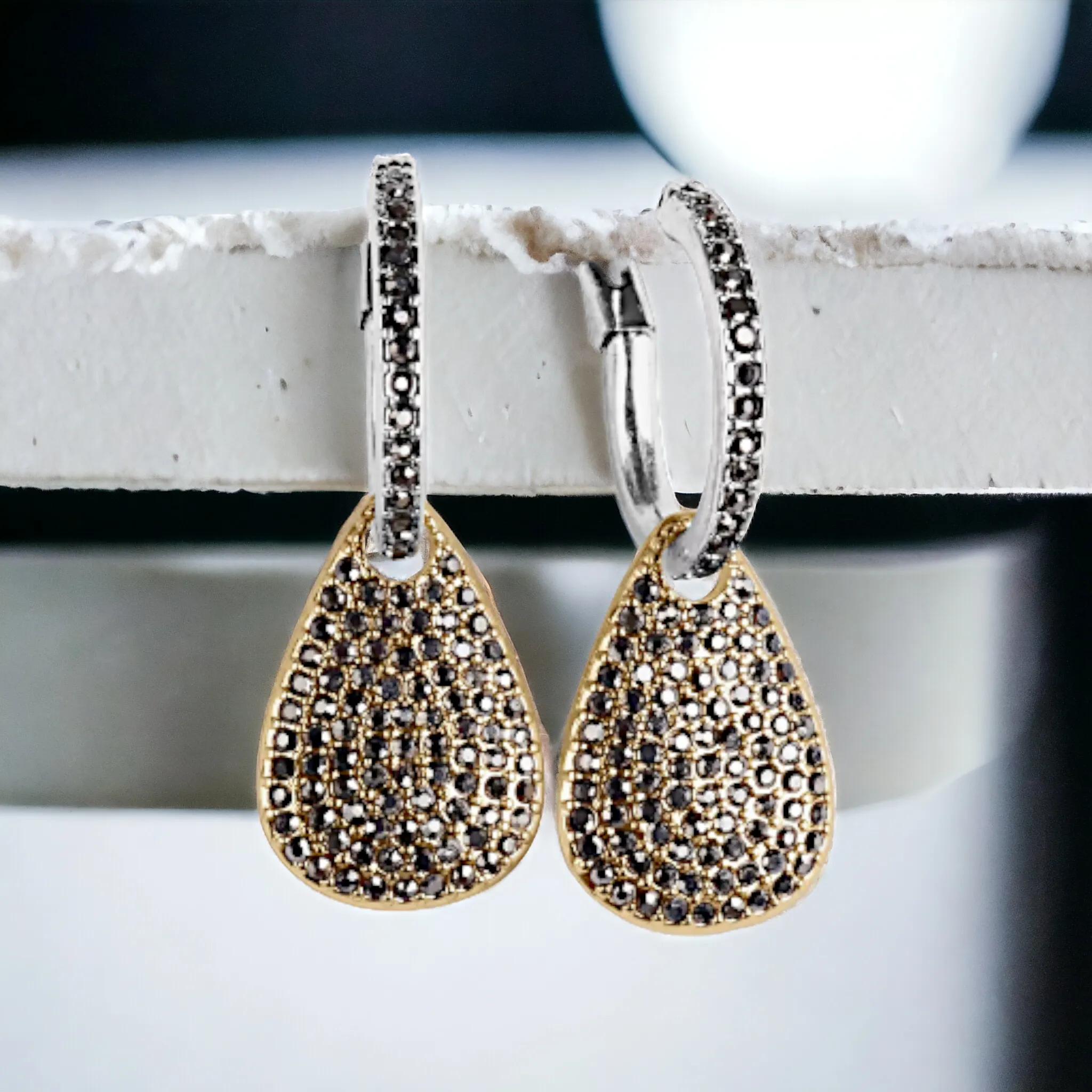 LUCKY BRAND Two-Tone Pave Earrings