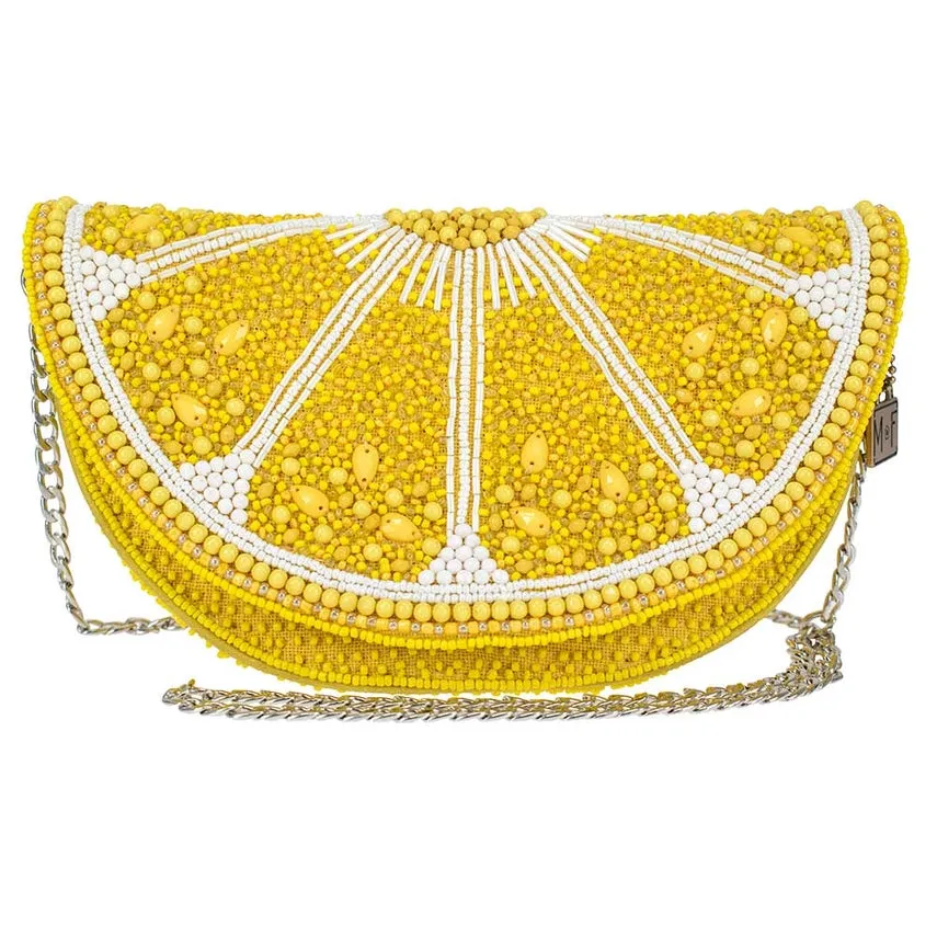 Mary Frances Accessories Tart Beaded Lemon Crossbody Handbag