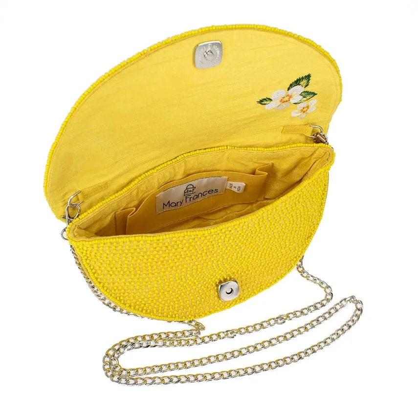 Mary Frances Accessories Tart Beaded Lemon Crossbody Handbag