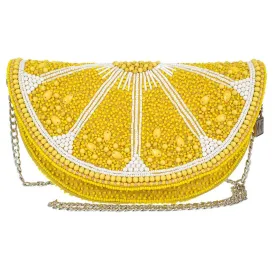 Mary Frances Accessories Tart Beaded Lemon Crossbody Handbag