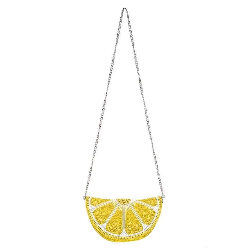 Mary Frances Accessories Tart Beaded Lemon Crossbody Handbag