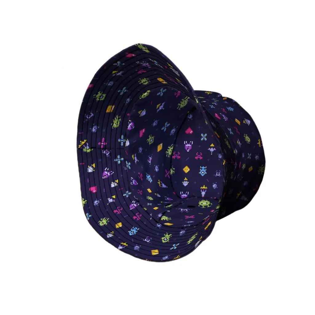 Pixel Art Arcade Video Game Purple Bucket Hat