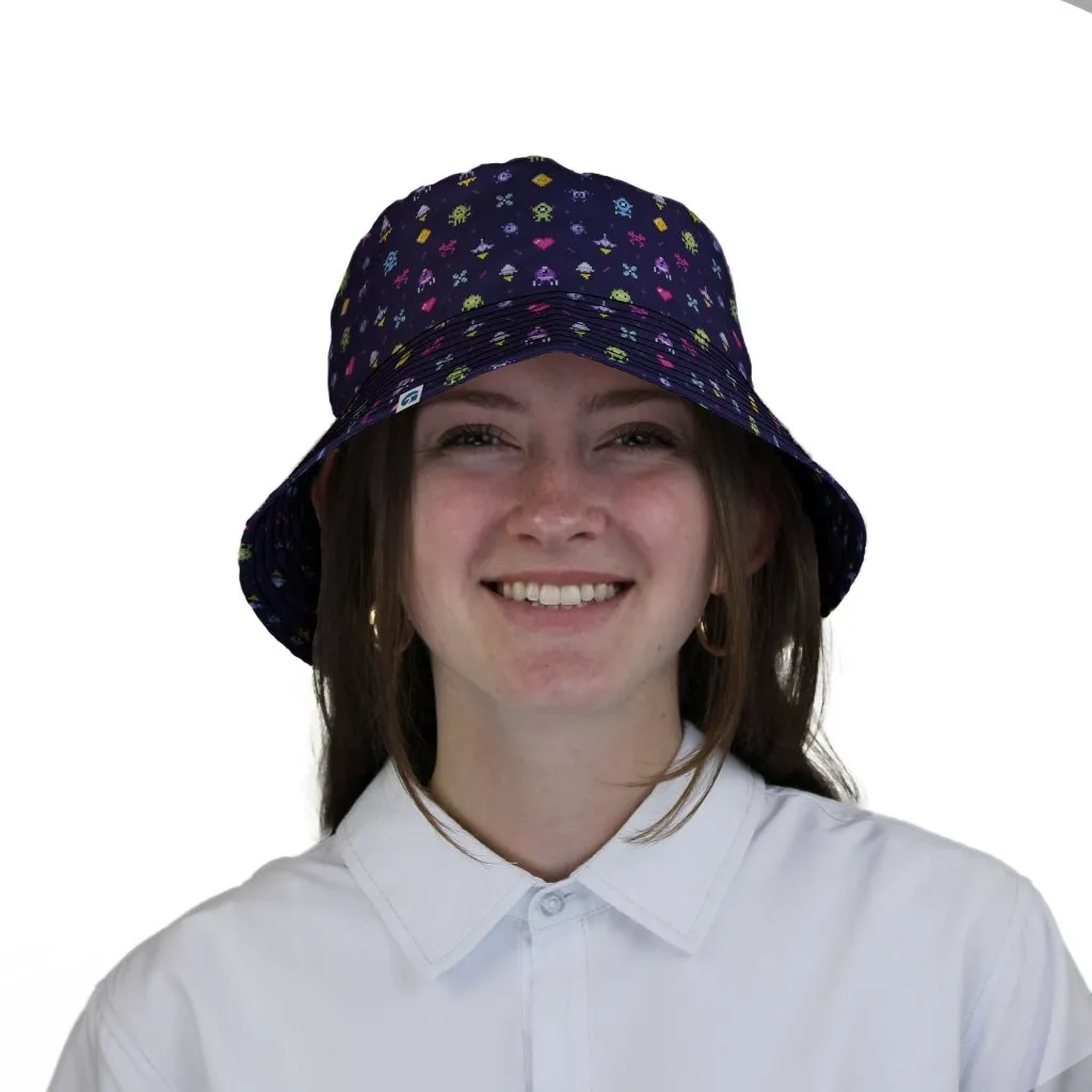 Pixel Art Arcade Video Game Purple Bucket Hat