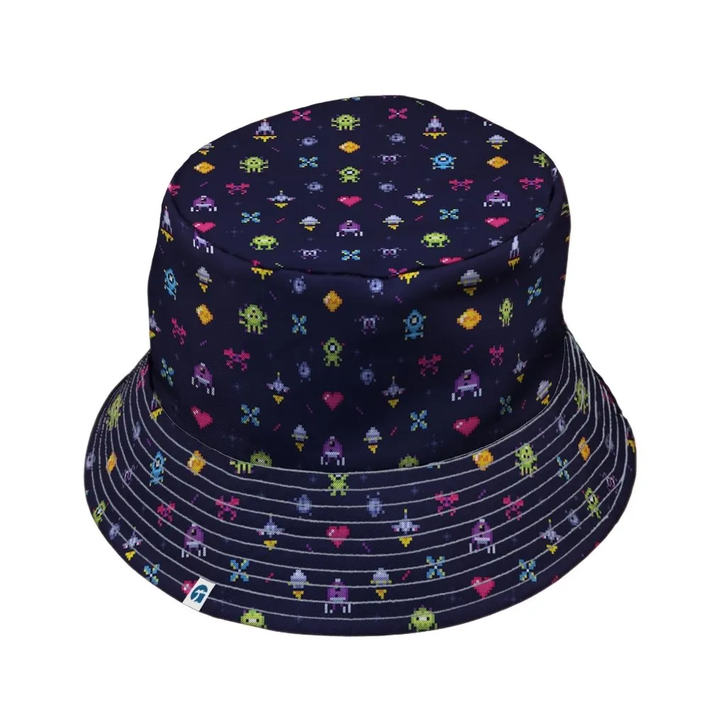 Pixel Art Arcade Video Game Purple Bucket Hat