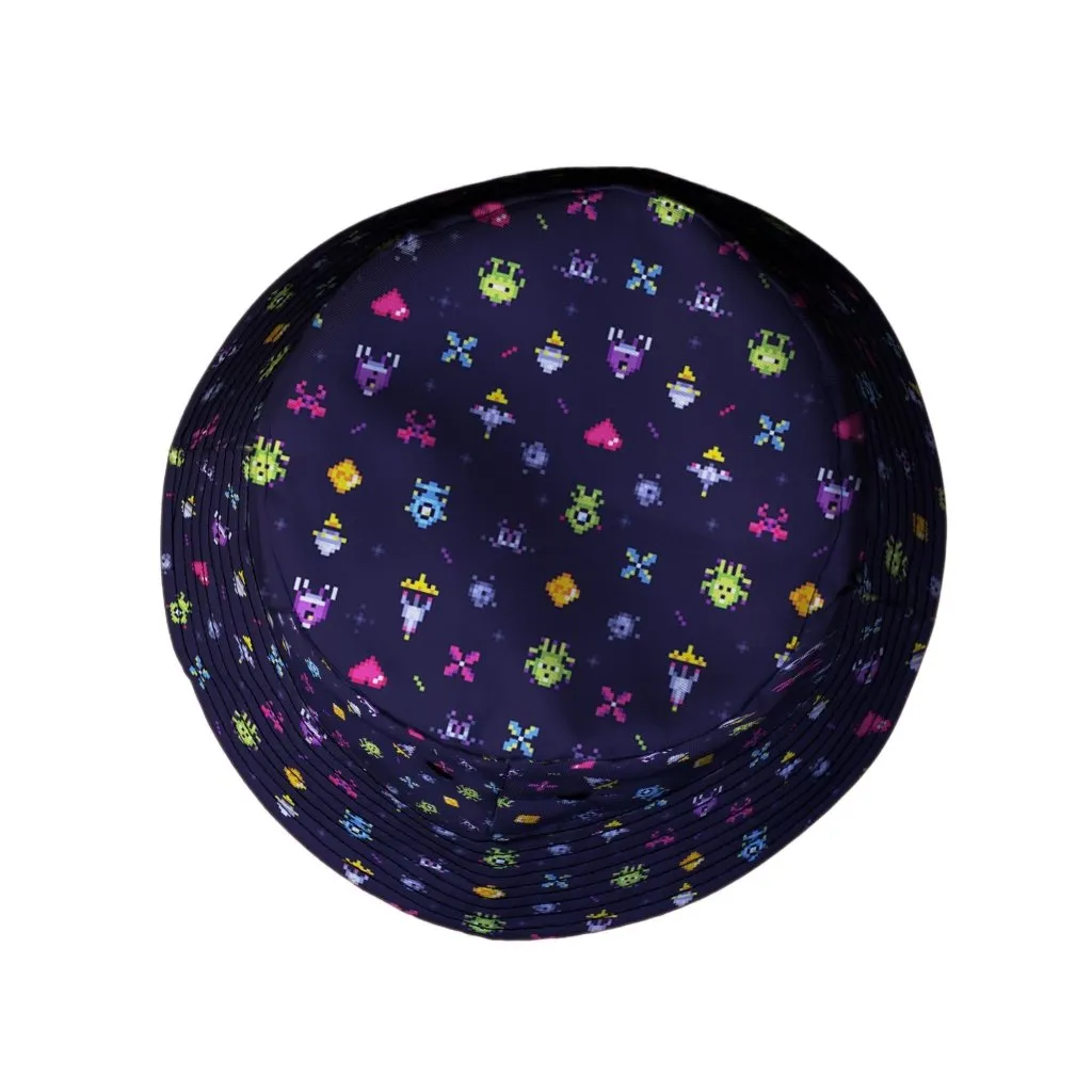 Pixel Art Arcade Video Game Purple Bucket Hat