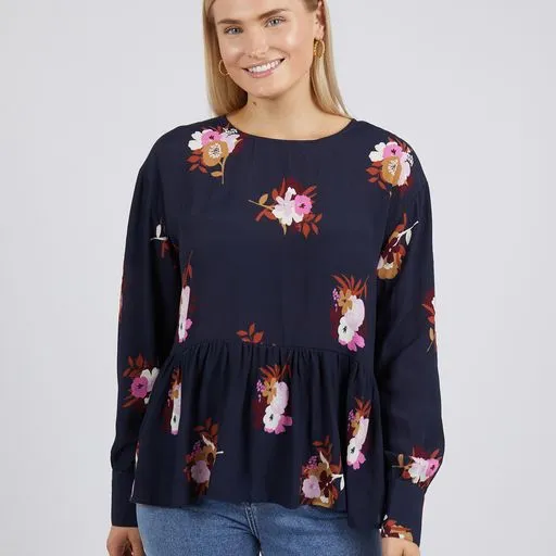 Posy Floral Blouse - Navy