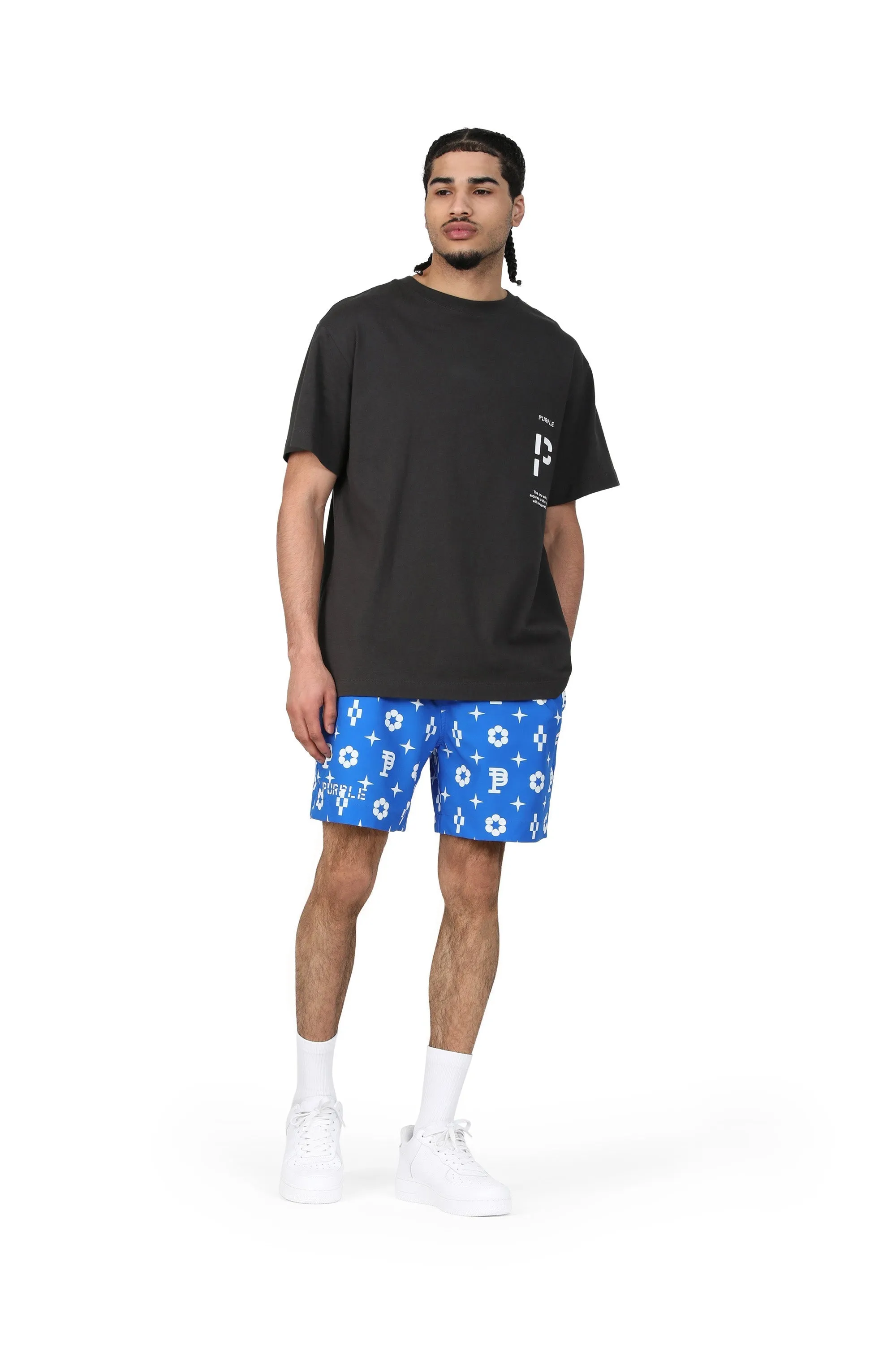 Purple brand blue monogram swim shorts