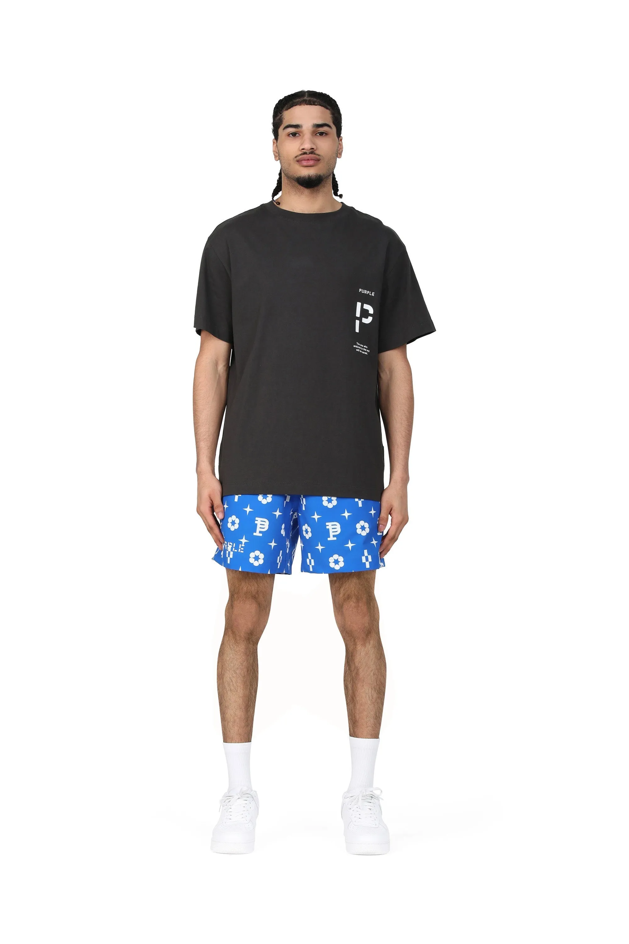 Purple brand blue monogram swim shorts