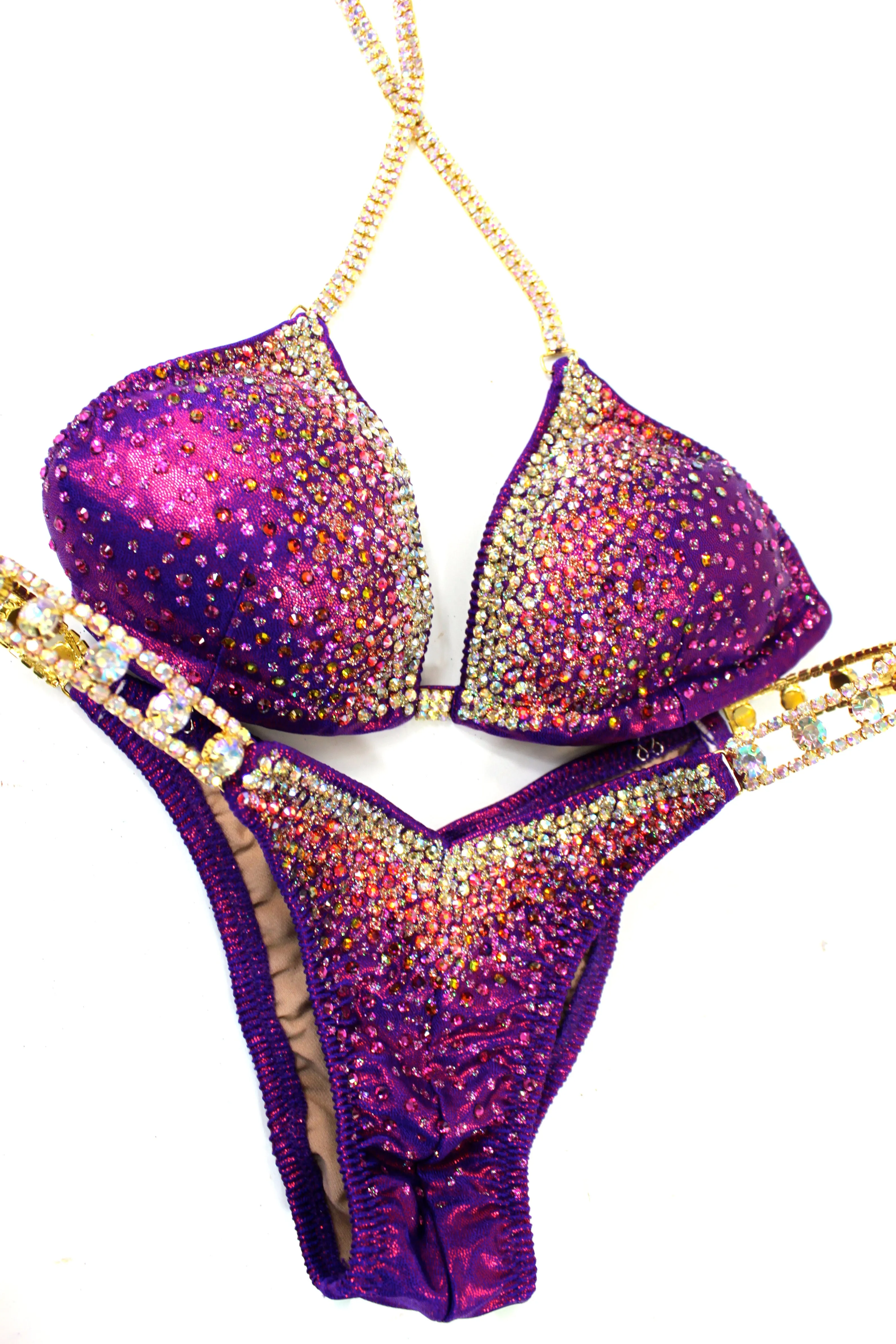 Purple Gold Figure Competition Suit